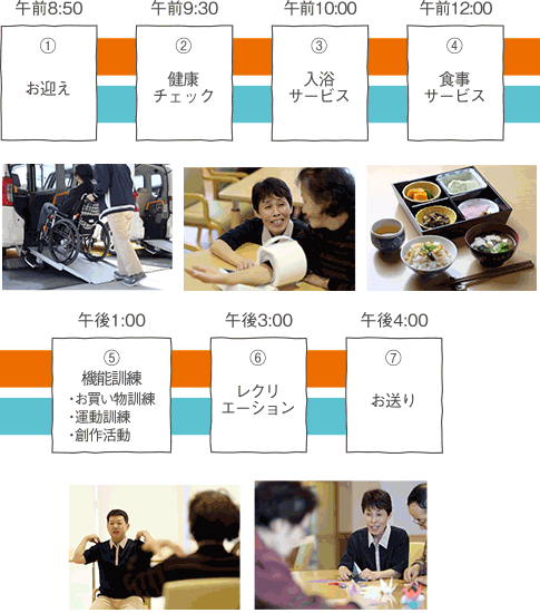 送迎付きだからラクラク! 1日の過ごし方の一例
